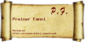 Preiner Fanni névjegykártya